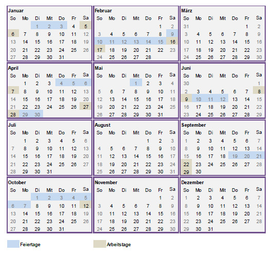 Legal holidays 2013  calendar_DE